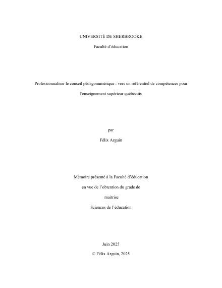 Page couverture du document de Arguin, Félix