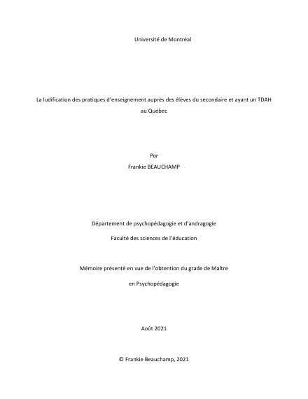 Page couverture du document de Beauchamp, Frankie