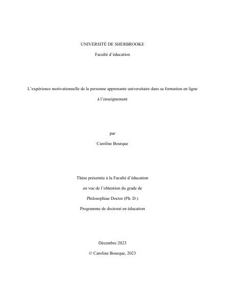 Page couverture du document de Bourque, Caroline