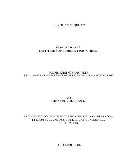 Page couverture du document de Garand, Pierre-Olivier