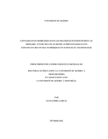 Page couverture du document de Gareau, Alexandre