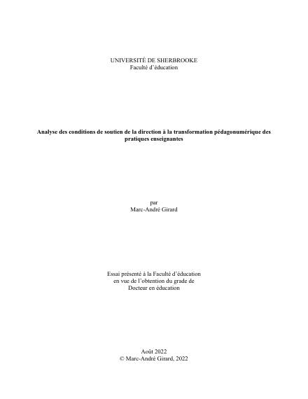 Page couverture du document de Girard, Marc-André