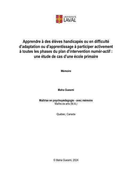 Page couverture du document de Guesmi, Maha