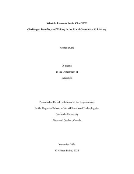 Page couverture du document de Irvine, Kristen
