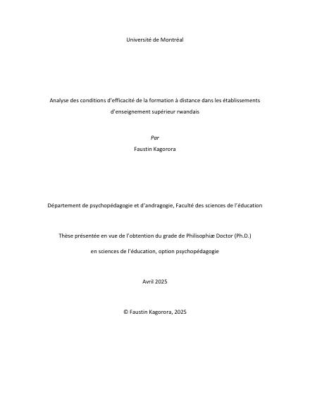 Page couverture du document de Kagorora, Faustin