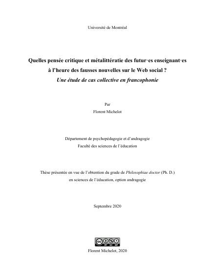 Page couverture du document de Michelot, Florent