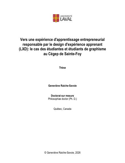 Page couverture du document de Raîche-Savoie, Geneviève