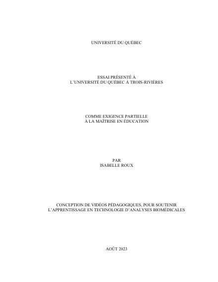 Page couverture du document de Roux, Isabelle