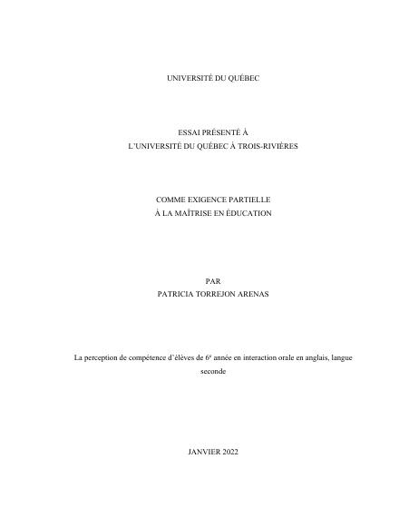 Page couverture du document de Torrejon Arenas, Patricia